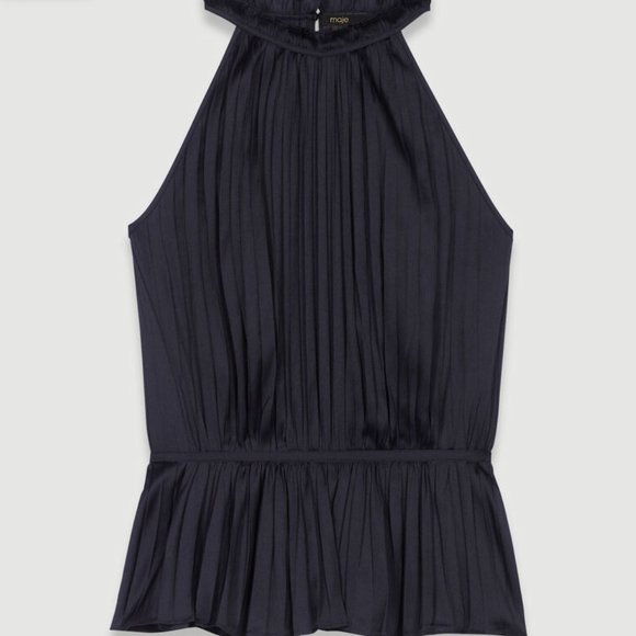 NWT MAJE Leville Pleated Halter Top - Picture 8 of 10